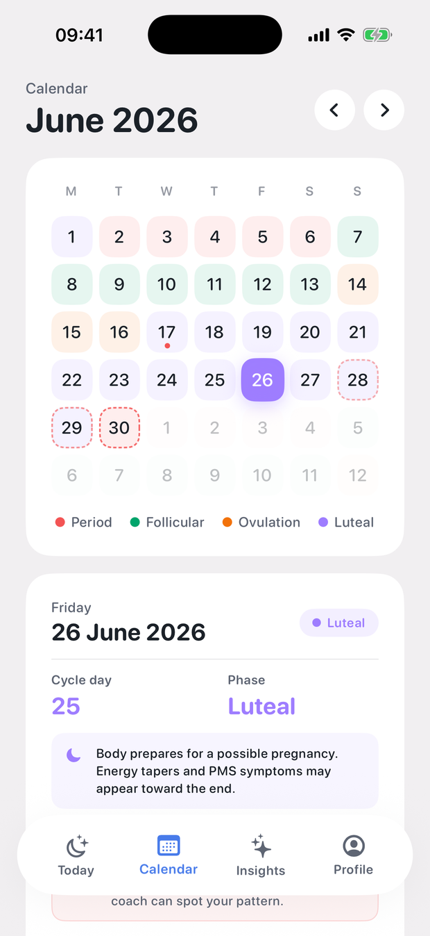 Lunaire cycle calendar