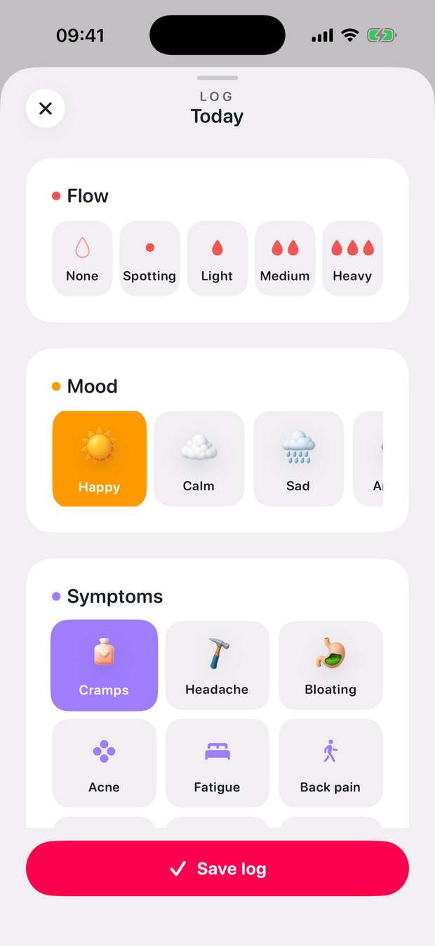 Lunaire quick logging